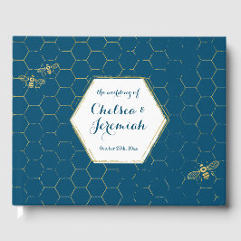 Blauwgroen goudpatroon honingbijen gastenboek