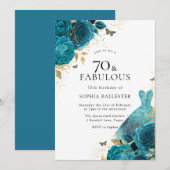 Blauwgroen goudpestfort Rozen 70e verjaardag Kaart (Voorkant / Achterkant)