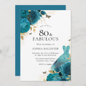 Blauwgroen goudpestfort Rozen 80e verjaardag Kaart (Voorkant / Achterkant)