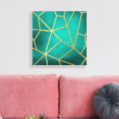 Blauwgroen goudribbedmozaïek Canvas Afdruk (Insitu (Woonkamer))