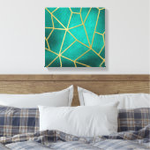 Blauwgroen goudribbedmozaïek Canvas Afdruk (Insitu (Slaapkamer))