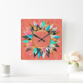 Blauwgroen goudroze Aztec - zuidwestelijk decor Vierkante Klok (Huis)