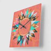 Blauwgroen goudroze Aztec - zuidwestelijk decor Vierkante Klok (Hoek)