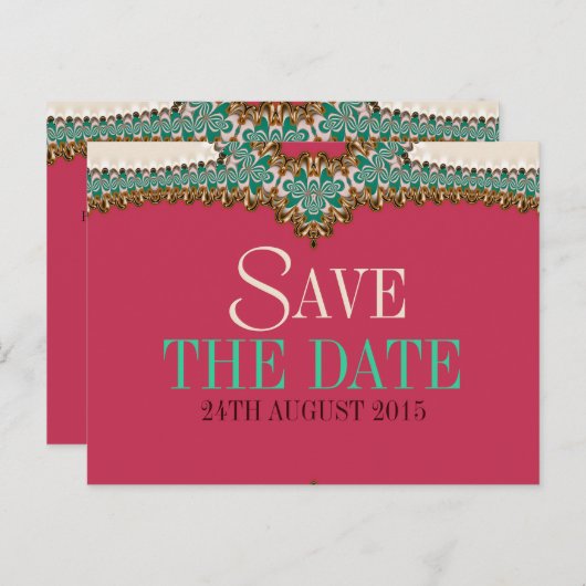 Blauwgroen goudroze, uniek opslagdatum Briefkaart (Voorkant / Achterkant)