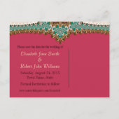 Blauwgroen goudroze, uniek opslagdatum Briefkaart (Achterkant)