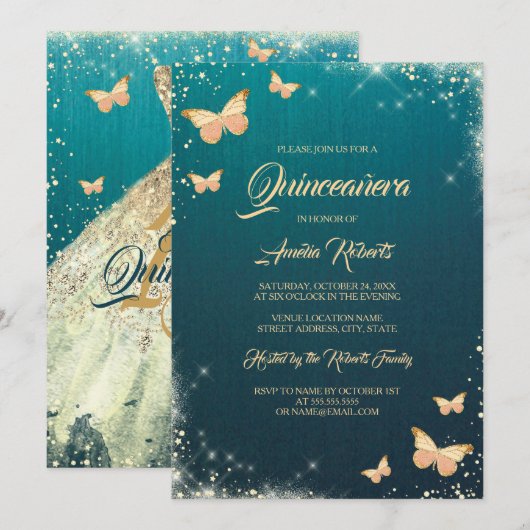 Blauwgroen goudvlinder kaart (Voorkant / Achterkant)