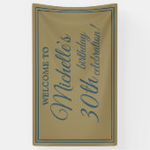 Blauwgroen goudvrouwen 30e verjaardag spandoek (Verticaal)