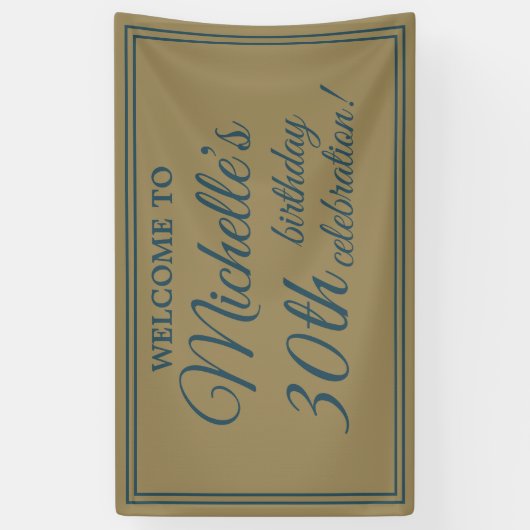 Blauwgroen goudvrouwen 30e verjaardag spandoek (Verticaal)