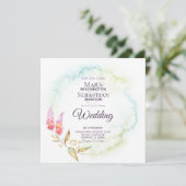 ~ Blauwgroen goudWaterverf Elegant Floral Wedding Kaart (Staand voorkant)