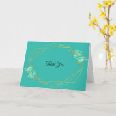 Blauwgroen goudWaterverf Floral Geometric Blauwgro Kaart (Gele Bloem)