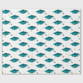 Blauwgroen gradatiekappen en goudConfetti Cadeaupapier (Vlak)