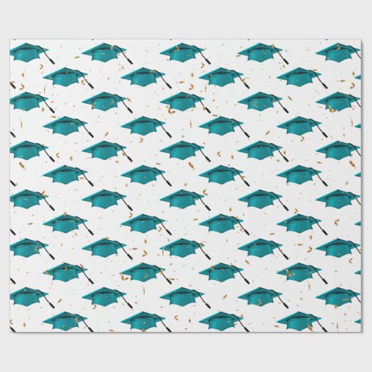 Blauwgroen gradatiekappen en goudConfetti Cadeaupapier (Vlak)
