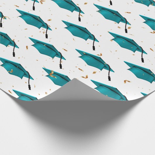 Blauwgroen gradatiekappen en goudConfetti Cadeaupapier (Hoek)