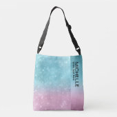 Blauwgroen gradiënt glitter en Shine/Roze ID673 Crossbody Tas (Achterkant)