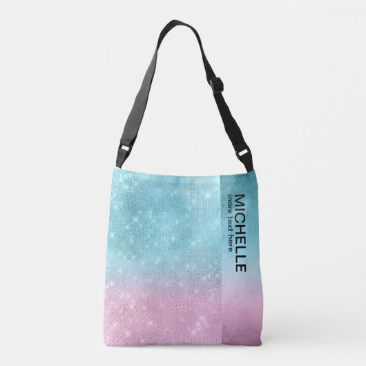 Blauwgroen gradiënt glitter en Shine/Roze ID673 Crossbody Tas (Achterkant)