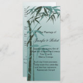 Blauwgroen Gradient Natuurlijk Bamboe Trouwprogram Programmakaart (Voorkant / Achterkant)