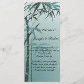 Blauwgroen Gradient Natuurlijk Bamboe Trouwprogram Programmakaart (Voorkant)