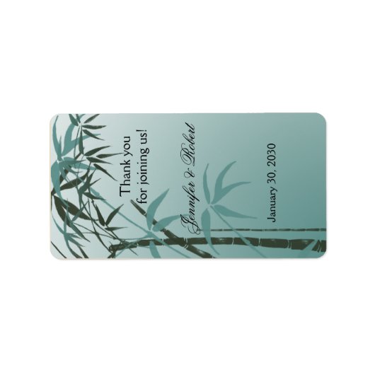 Blauwgroen Gradiënt Natuurlijke Bamboe Bruiloft Li Etiket (Voorkant)