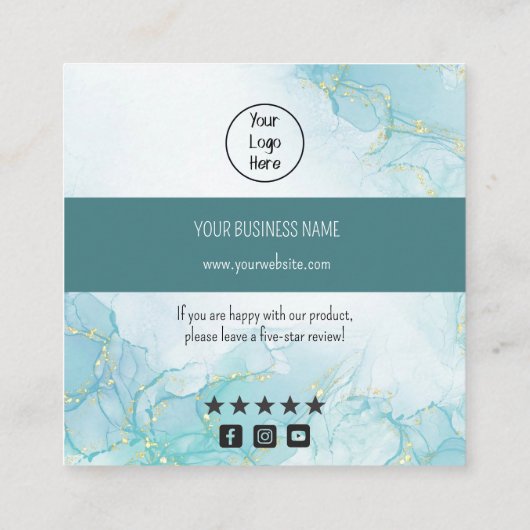 Blauwgroen  gradiënt visitekaartje tarief dank u (Achterkant)