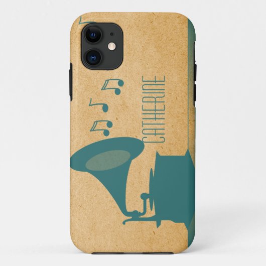 Blauwgroen  Gramophone BT ID iPhone 5 Hoesje (Achterkant)