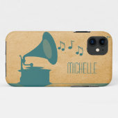 Blauwgroen  Gramophone BT iPhone 5 Hoesje (Achterkant (horizontaal))