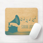 Blauwgroen  Gramophone Mousepad Muismat (Met muis)