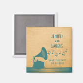 Blauwgroen  Gramophone sparen de Magnet van de Dat (Voorkant / Achterkant)