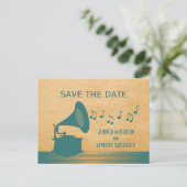 Blauwgroen  Gramophone sparen het Briefkaart van d (Staand voorkant)