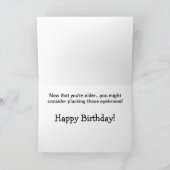 Blauwgroen grappig gezicht met een Unibrow-verjaar Kaart (Binnen)