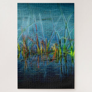 Blauwgroen grassen Puzzle Legpuzzel
