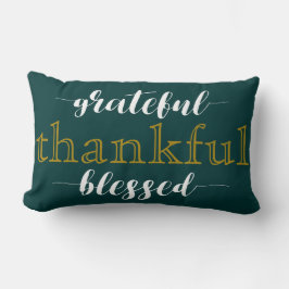 Blauwgroen grateful Thankful Blessed Typography Pi Kussen