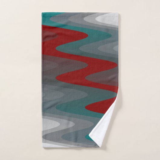 blauwgroen grauwe golven bad handdoek (Handdoek)