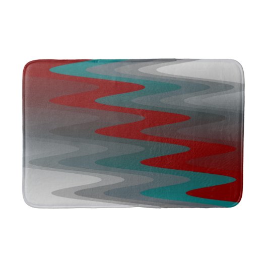 blauwgroen grauwe golven badmat (Voorkant)