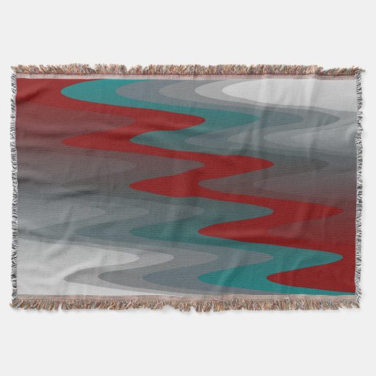blauwgroen grauwe golven deken (Voorkant)