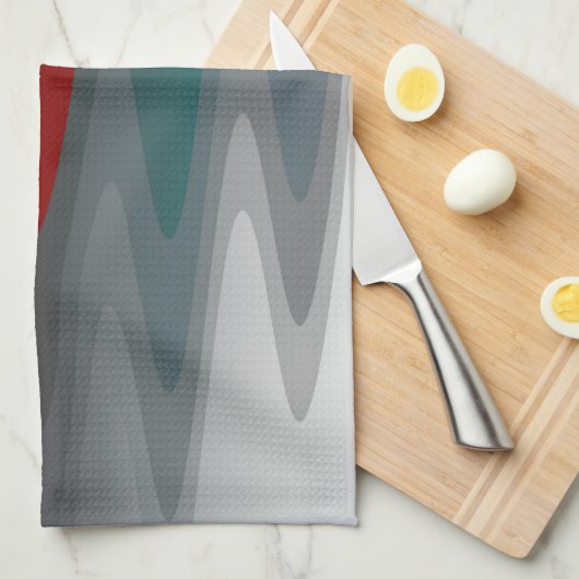 blauwgroen grauwe golven theedoek (Quarter Fold)