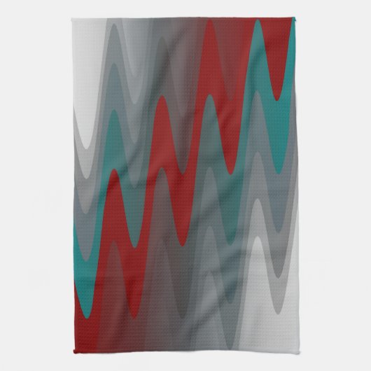 blauwgroen grauwe golven theedoek (Verticaal)