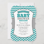 Blauwgroen Gray Chevron Baby shower Uitnodiging (Voorkant)