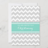 Blauwgroen Gray Chevron Christening Uitnodiging (Voorkant)