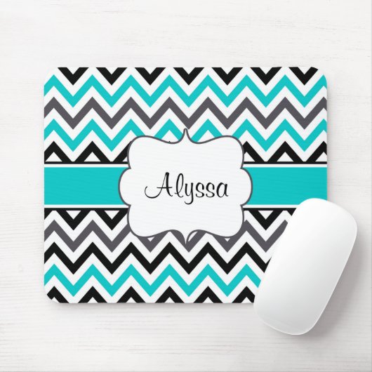 Blauwgroen Gray Chevron Persoonlijke Mousepad Muismat (Met muis)