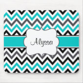 Blauwgroen Gray Chevron Persoonlijke Mousepad Muismat (Voorkant)