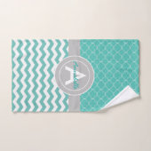 Blauwgroen Gray Chevron Quatrefoil Bad Handdoek (Handdoek)