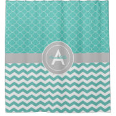 Blauwgroen Gray Chevron Quatrefoil Douchegordijn (Voorkant)