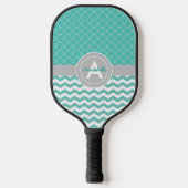 Blauwgroen Gray Chevron Quatrefoil Pickleball Paddle (Voorkant)
