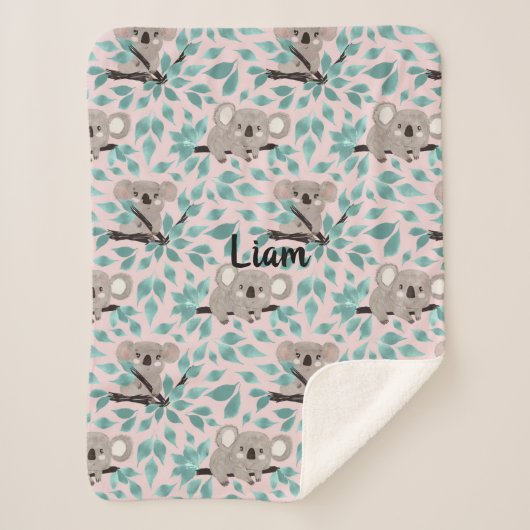 Blauwgroen Gray Koala Beer Baby Sherpa Blanket Deken (Voorkant)