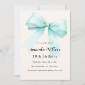 Blauwgroen Green Bow Cream Elegante Verjaardag Kaart (Voorkant)