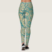 Blauwgroen Green en Gold Boho Mandala Pattern Yoga Leggings (Achterkant)