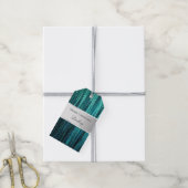 Blauwgroen Green Glam Glitzy Tinsel Stripes Cadeaulabel (Met Touw)