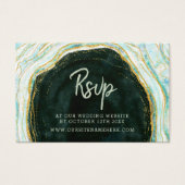 Blauwgroen Green & Gold Agate Website RSVP Insert  Visitekaartje (Voorkant)