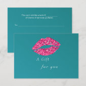 Blauwgroen Green Lips Beauty Salon cadeaubon (Voorkant / Achterkant)