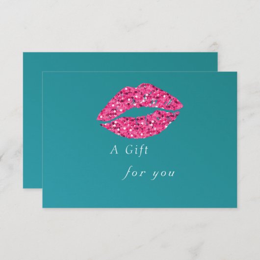 Blauwgroen Green Lips Beauty Salon cadeaubon (Voorkant / Achterkant)